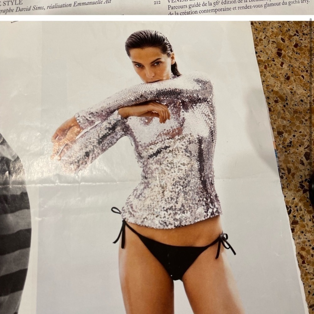DIOR high neck silver sequin top stretchy FR44 US12